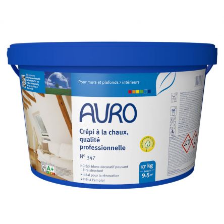 Crépi à la chaux, qualité professionnelle AURO n°347 - Seau de 18kg Crépi à la chaux, qualité professionnelle AURO n°347 - Seau de 18kg